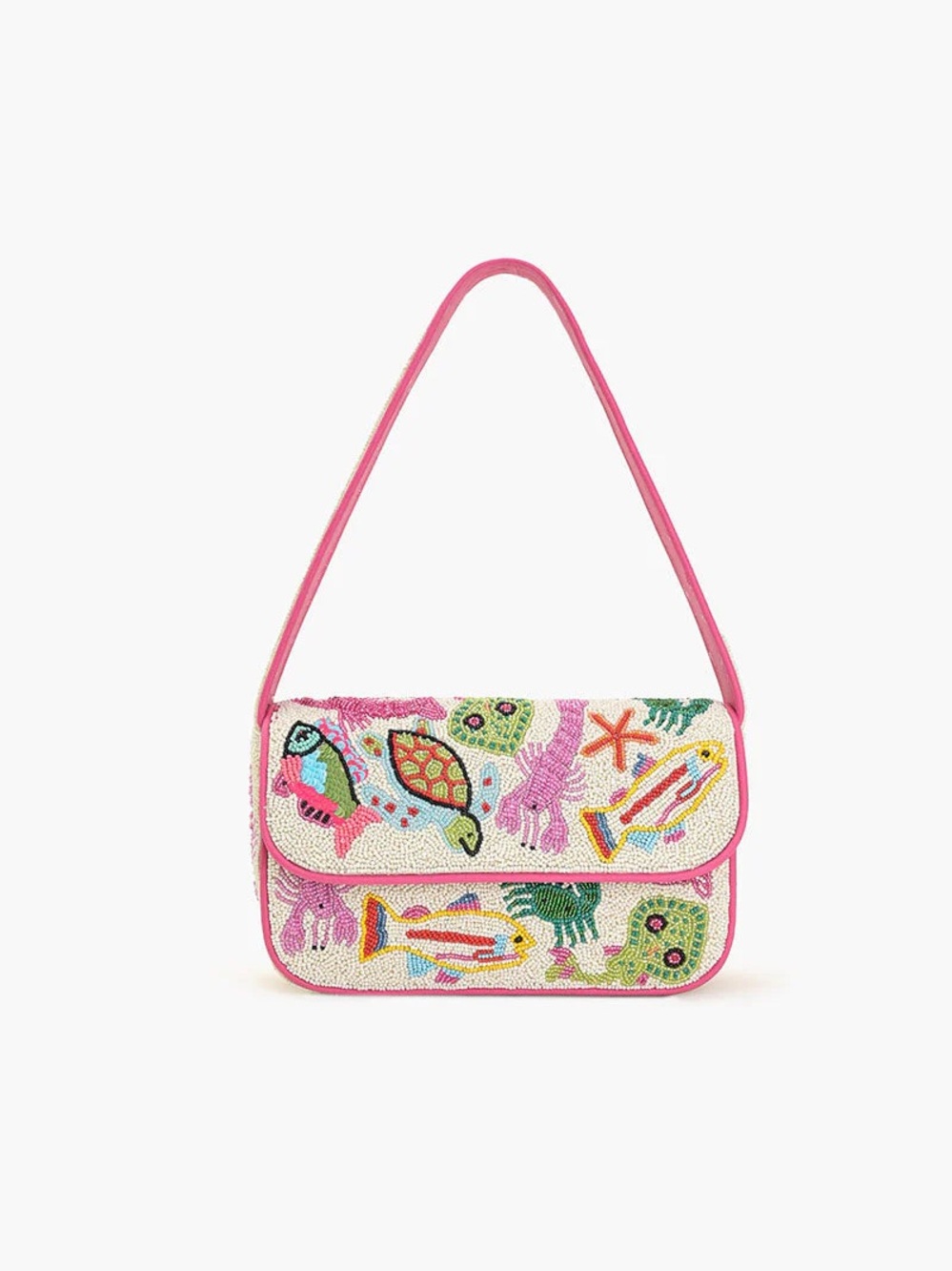 America & Beyond Pink Beaded Shoulder Bag